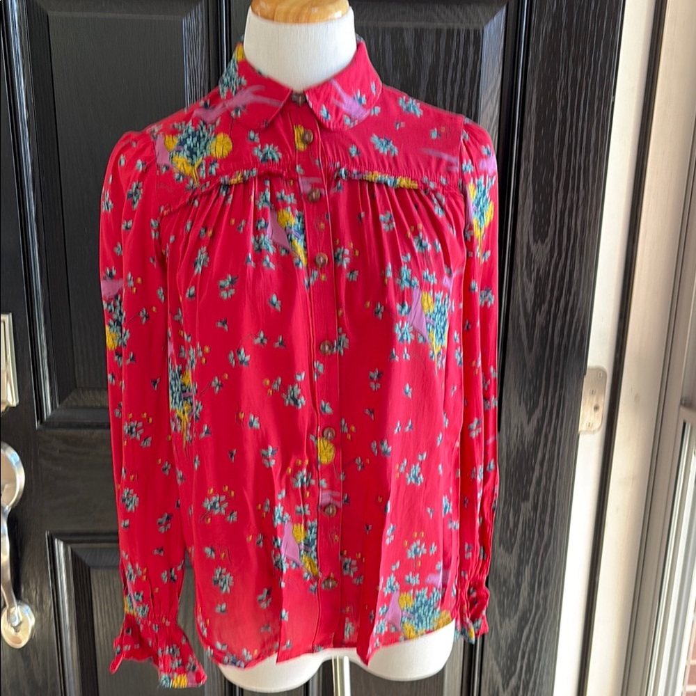 Anthropologie Maeve Fredericka bird print blouse